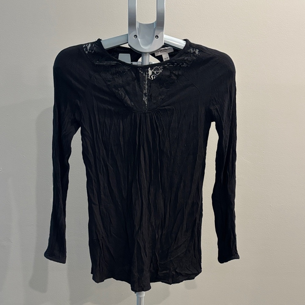 Liz Lange Maternity Black Long Sleeve Top with Lace Detail, size XS